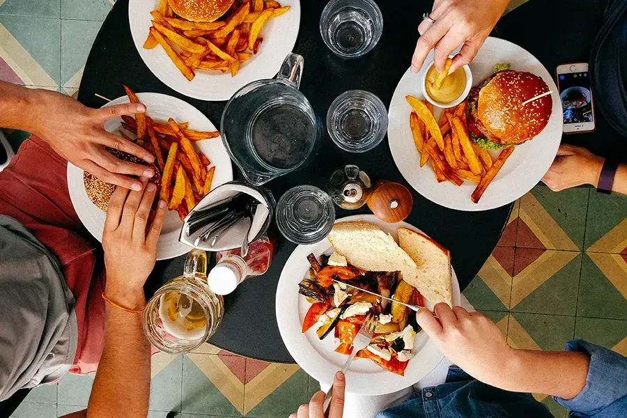 Food on the restaurant table after restaurant marketing being done correctly